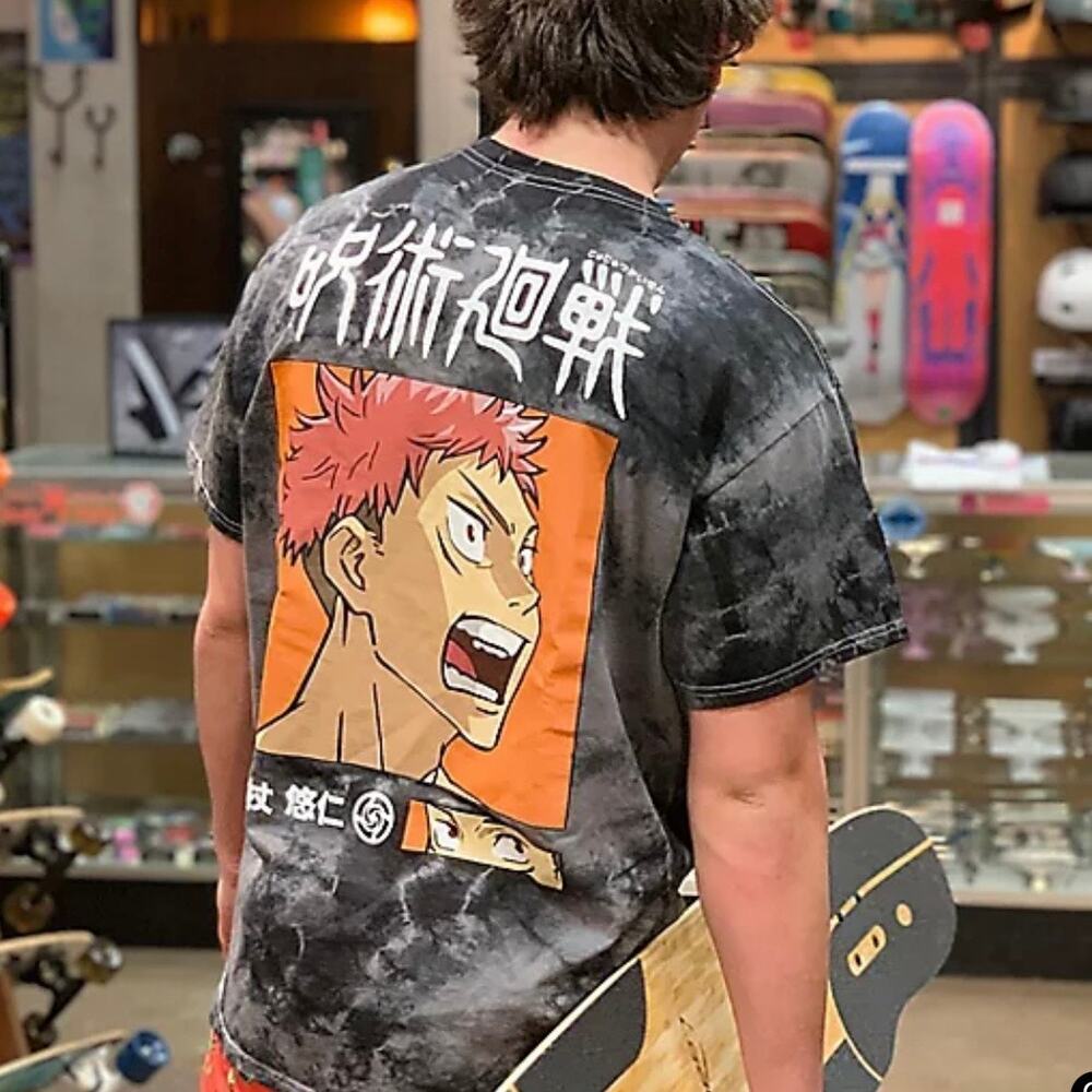 Zumiez Jujutsu Kaisen Itadori T-Shirt Mens SZ M Episode Black Tie Dye Anime JJK